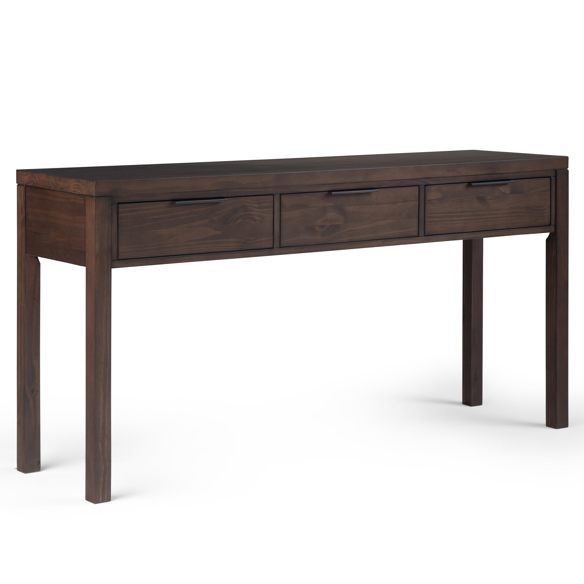 Hollander Solid Wood 60 Inch Wide Contemporary Wide Console Table In Warm Walnut Brown