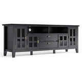 Artisan Solid Wood 72 Inch Wide Transitional Tv Media Stand In Black For Tvs Up To 80 Inches
