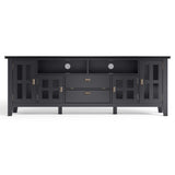 Artisan Solid Wood 72 Inch Wide Transitional Tv Media Stand In Black For Tvs Up To 80 Inches