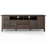 Artisan Solid Wood 72 Inch Wide Transitional Tv Media Stand In Farmhouse Brown For Tvs Up To 80 Inches