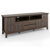 Artisan Solid Wood 72 Inch Wide Transitional Tv Media Stand In Farmhouse Brown For Tvs Up To 80 Inches