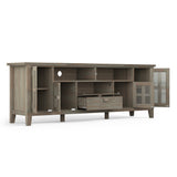 Artisan Solid Wood 72 Inch Wide Transitional Tv Media Stand In Distressed Grey For Tvs Up To 80 Inches