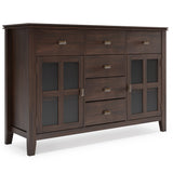 Artisan Solid Wood 54 Inch Wide Transitional Sideboard Buffet Credenza In Dark Chestnut Brown