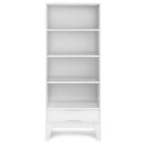 Harper Solid Hardwood Bookcase With Storage In White