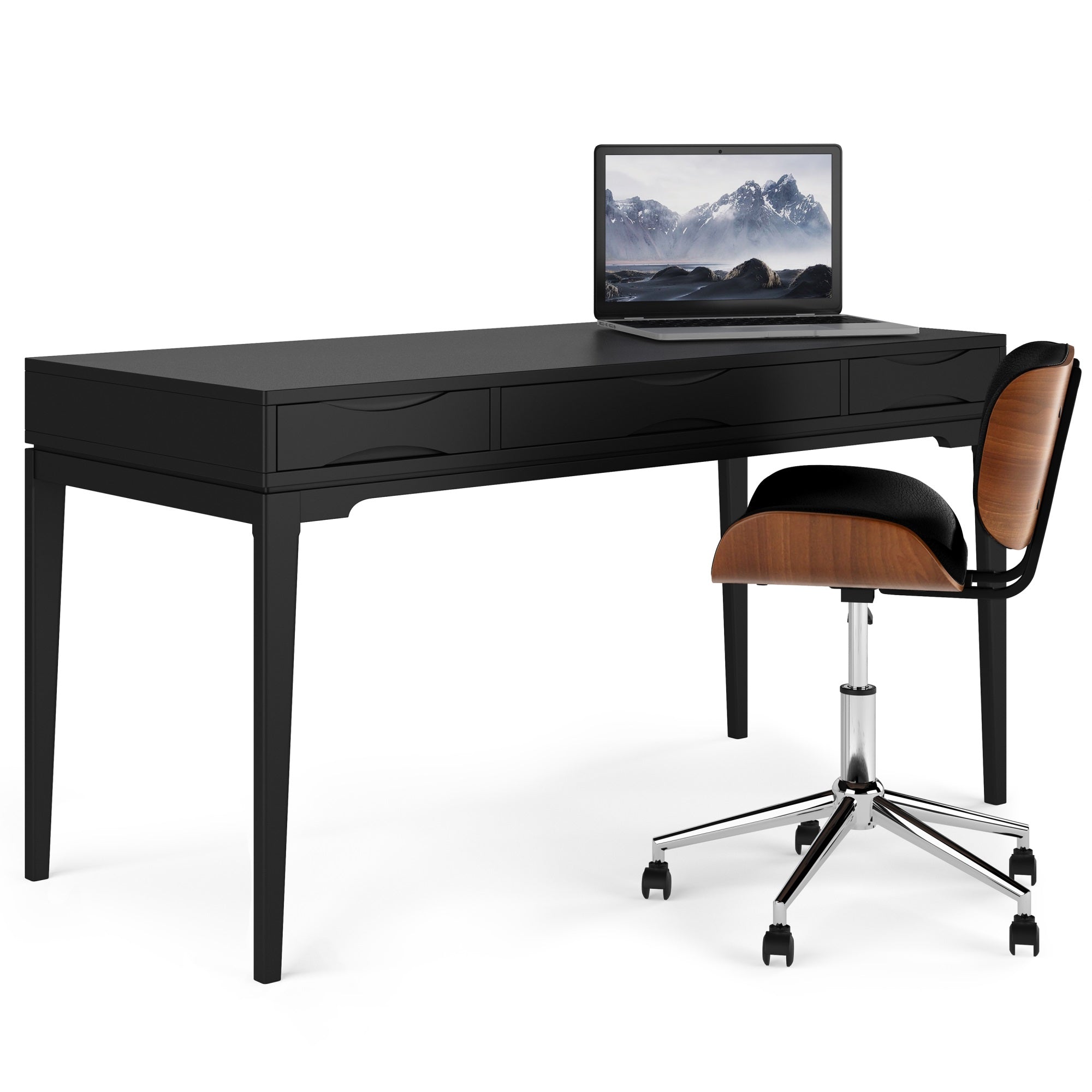 Harper Solid Hardwood Desk In Black