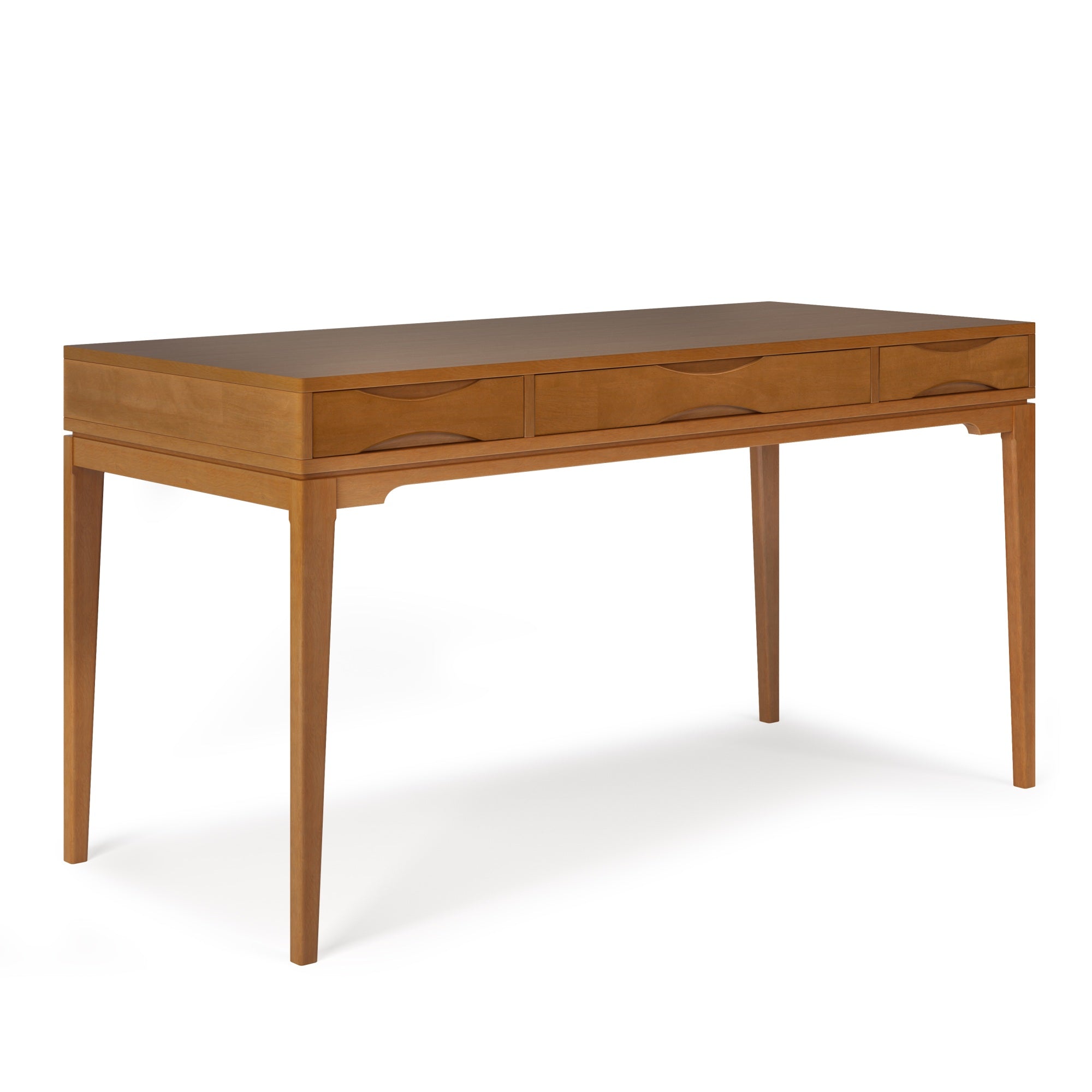 Harper Solid Hardwood Mid-Century Modern 60 Inch Wide Desk In Light Golden Brown
