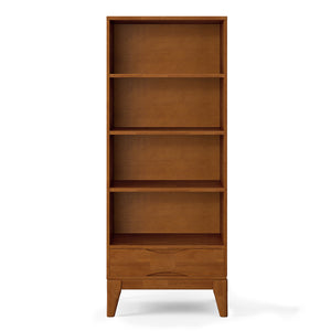 Harper Solid Hardwood Bookcase With Storage In Teak Brown