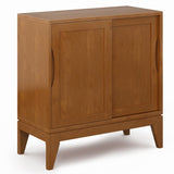 Harper Solid Hardwood 30 Inch Wide Mid-Century Modern Low Storage Cabinet In Teak Brown