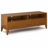 Harper Solid Hardwood 60 Inch Wide Mid-Century Modern Tv Media Stand In Teak Brown For Tvs Up To 65 Inches