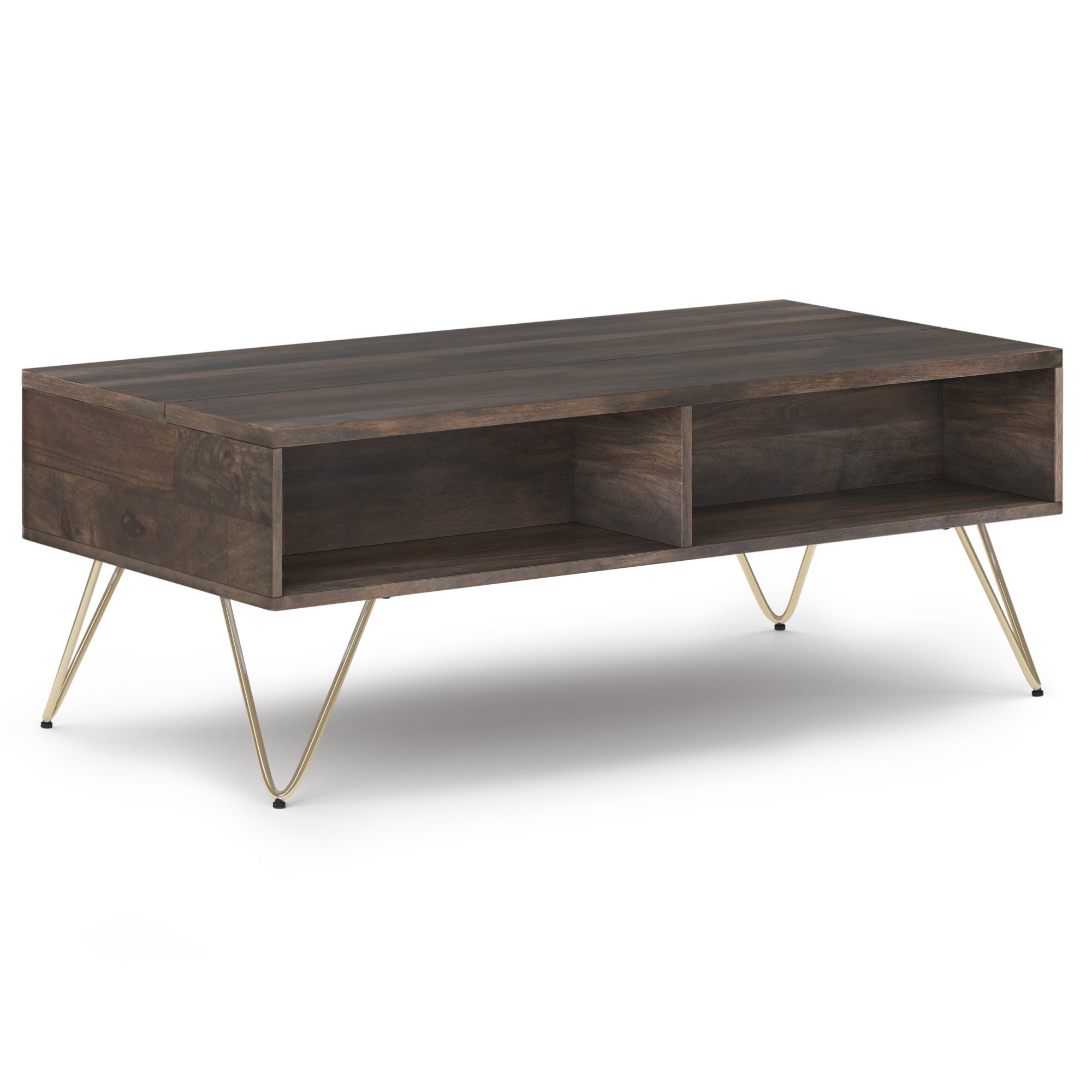Hunter Solid Mango Wood Lift Top Coffee Table In Ebony