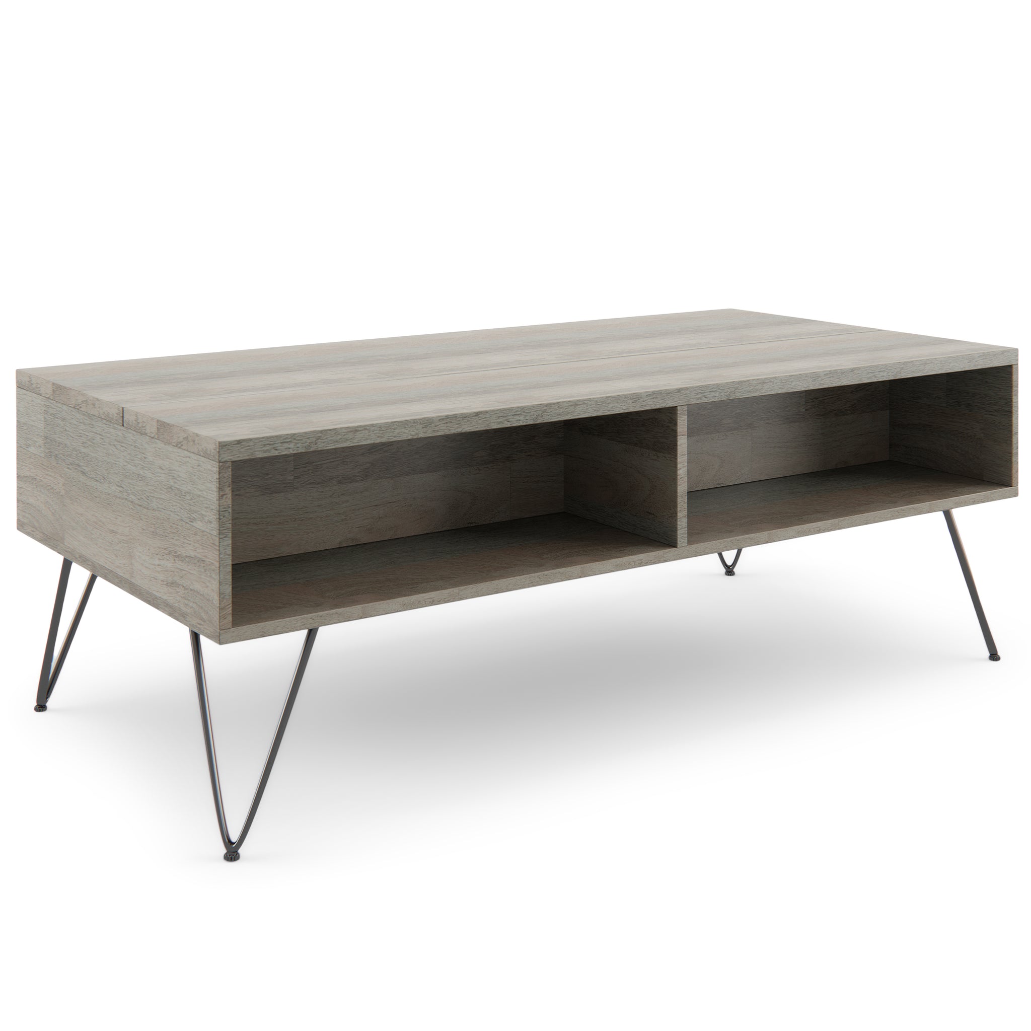 Hunter Solid Mango Wood Lift Top Coffee Table In Grey