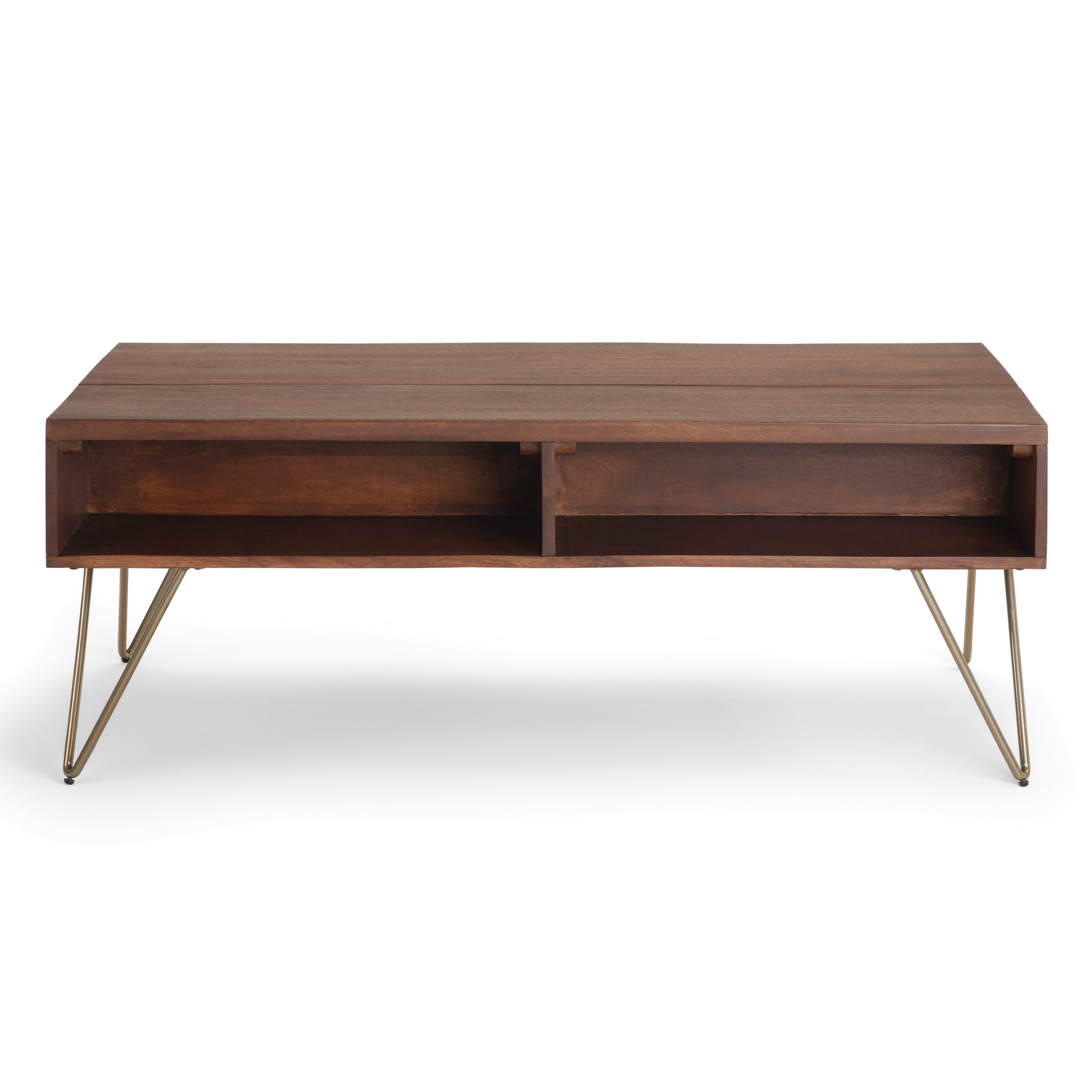 Hunter Solid Mango Wood Lift Top Coffee Table In Umber Brown