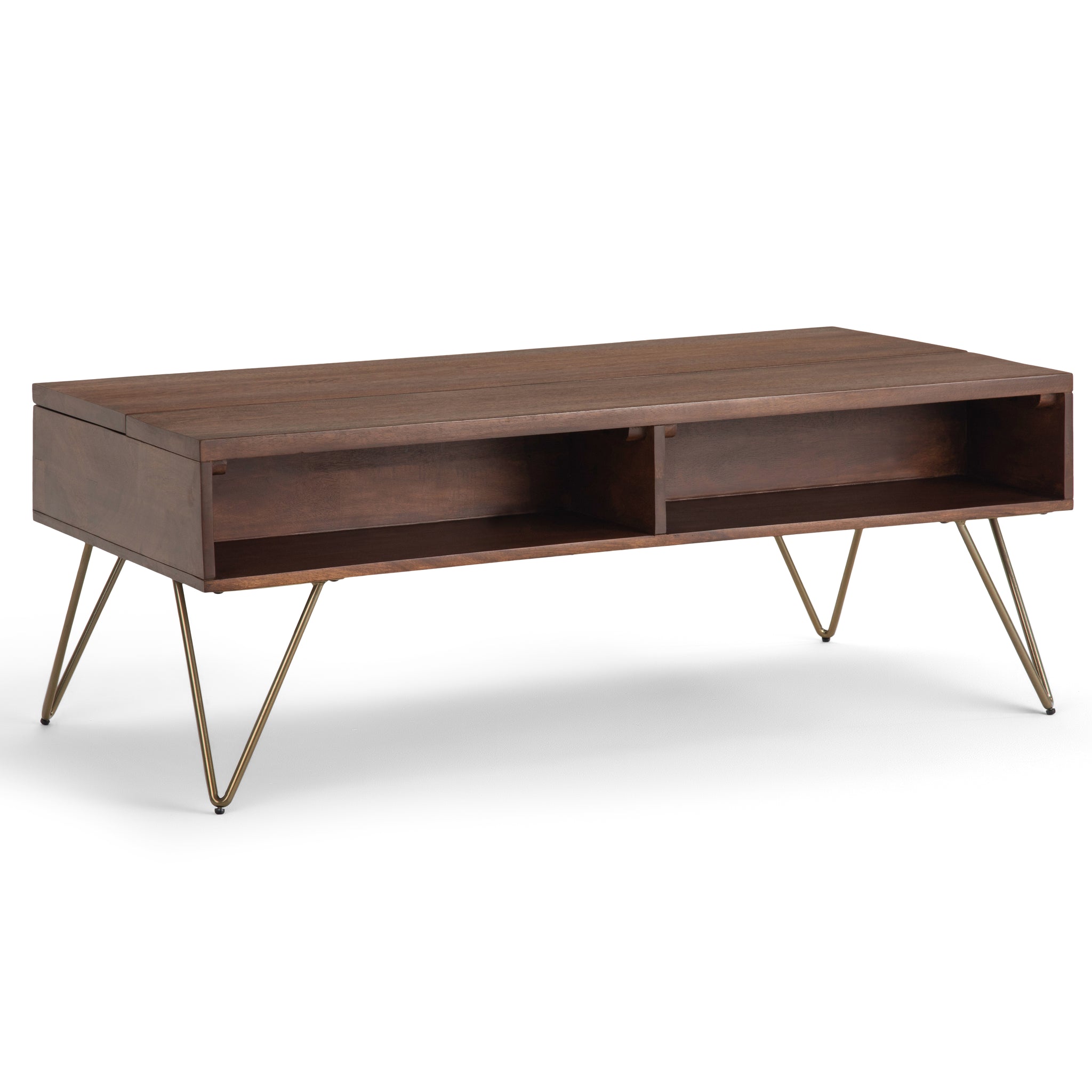 Hunter Solid Mango Wood Lift Top Coffee Table In Umber Brown