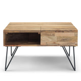 Hunter Solid Mango Wood And Metal 32 Inch Wide Square Industrial Lift Top Coffee Table In Natural