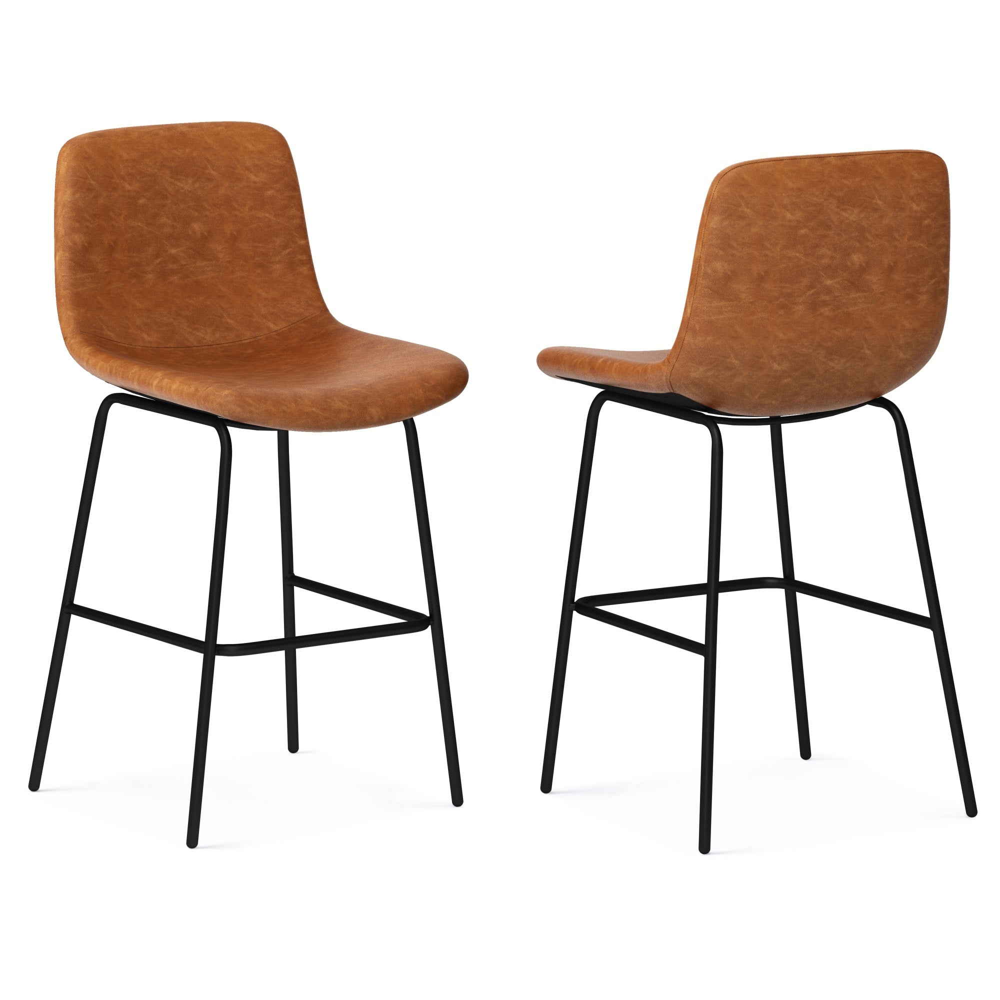 Jolie Counter Height Stool (Set Of 2) In Camel Brown Faux Leather