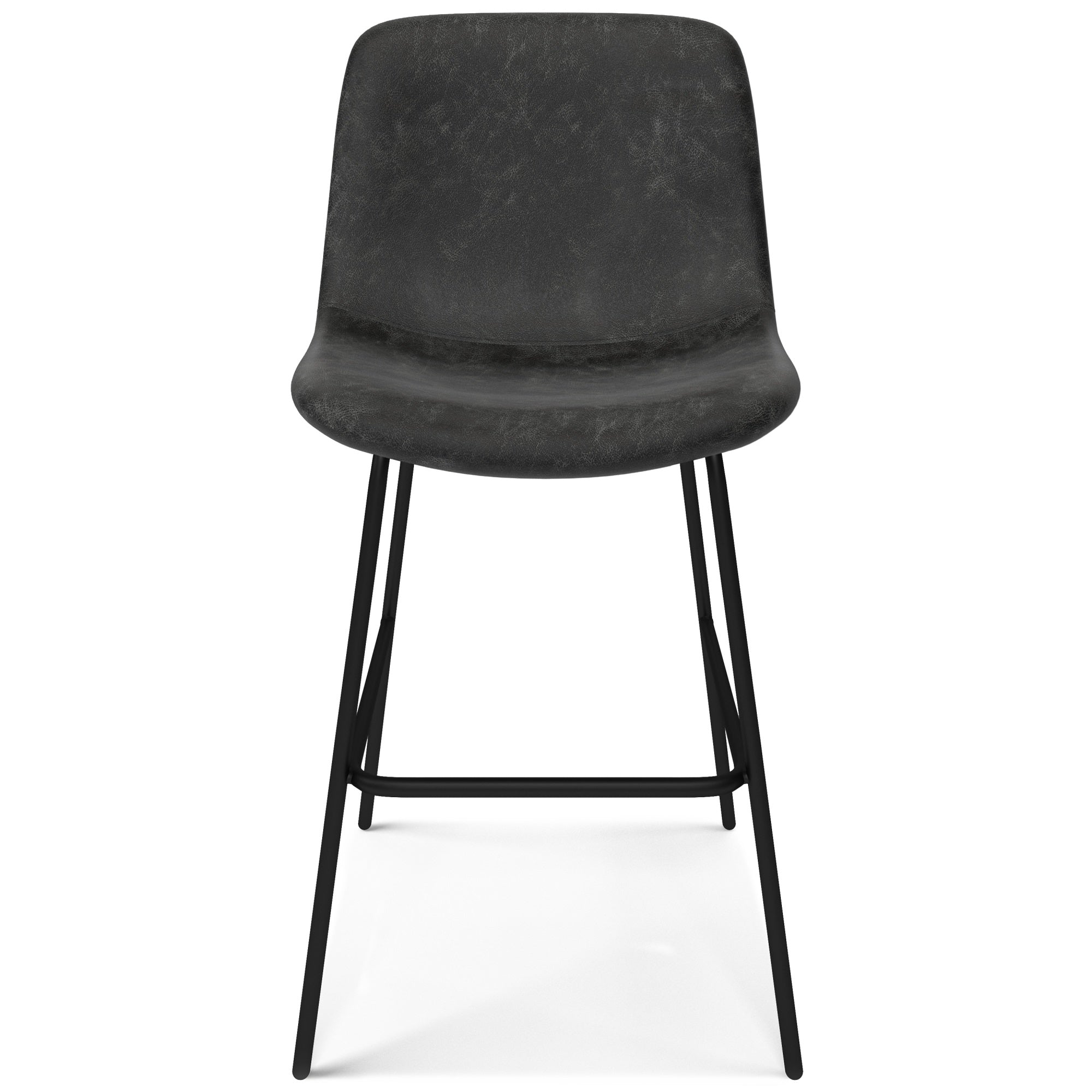 Jolie Counter Height Stool (Set Of 2) In Distressed Charcoal Grey Faux Leather