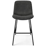 Jolie Counter Height Stool (Set Of 2) In Distressed Charcoal Grey Faux Leather