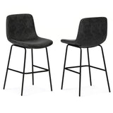 Jolie Counter Height Stool (Set Of 2) In Distressed Charcoal Grey Faux Leather