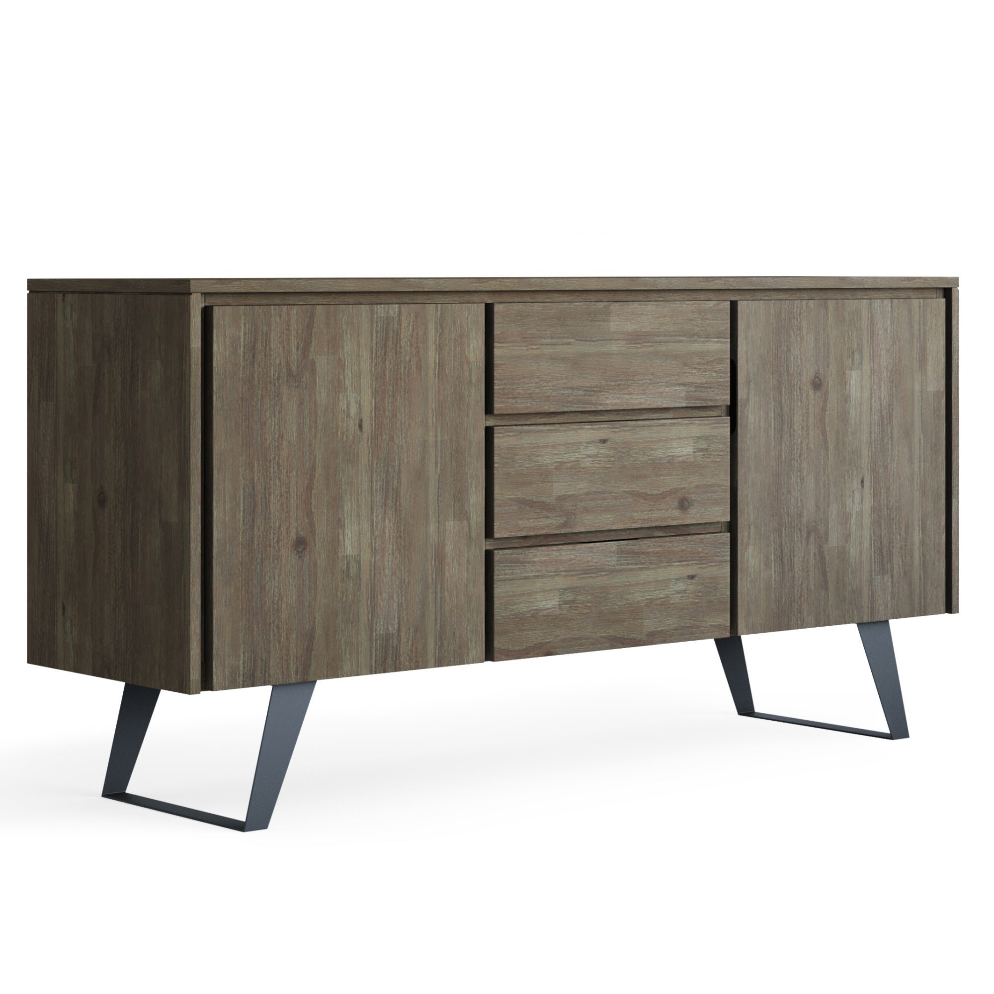 Lowry Solid Acacia Wood & Metal 60 In W Sideboard Buffet - Distressed Grey