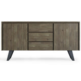 Lowry Solid Acacia Wood & Metal 60 In W Sideboard Buffet - Distressed Grey