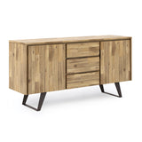 Lowry Solid Acacia Wood Sideboard Buffet In Distressed Golden Wheat