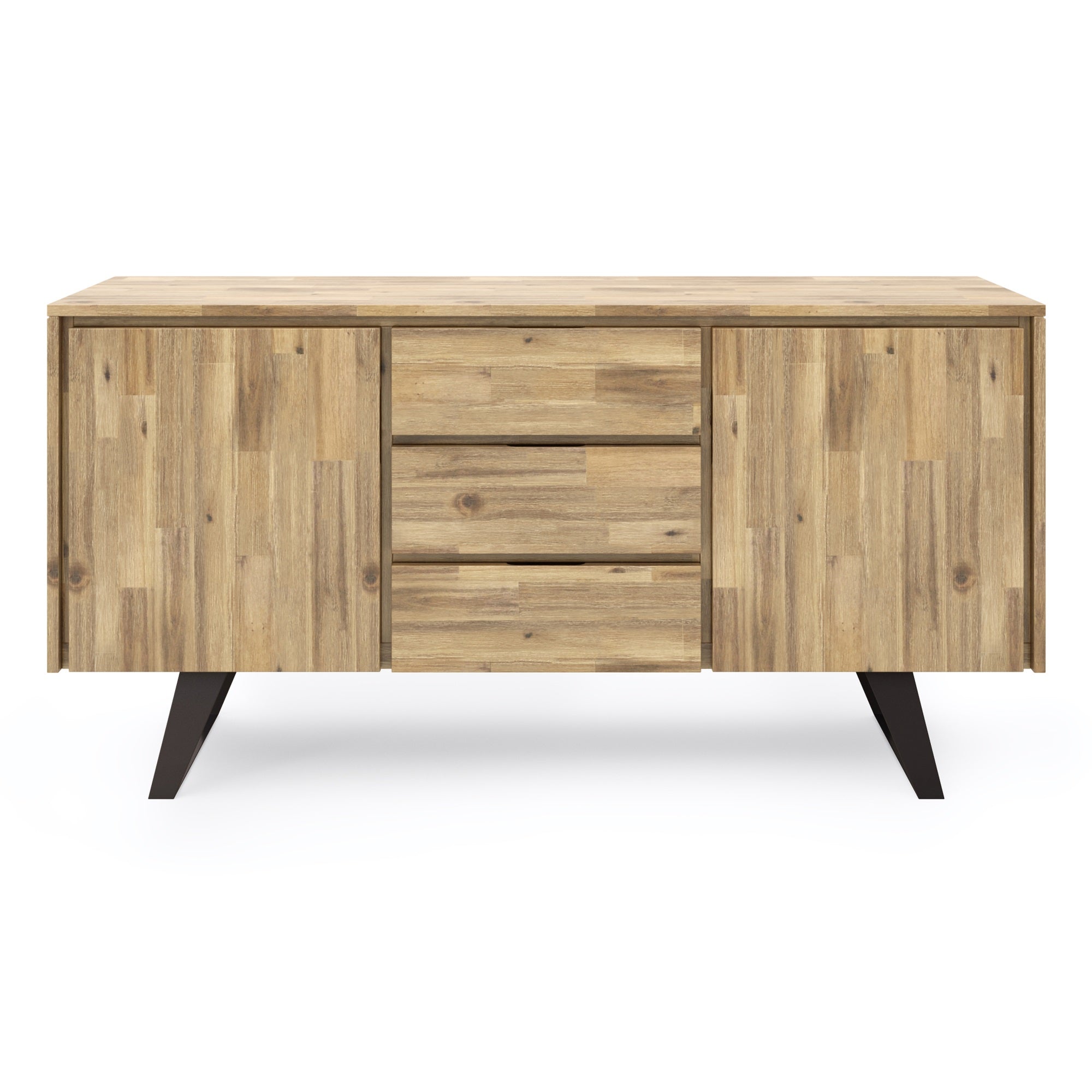 Lowry Solid Acacia Wood Sideboard Buffet In Distressed Golden Wheat
