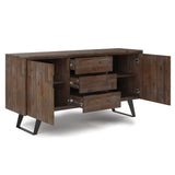 Lowry Solid Acacia Wood & Metal 60 In Wrectangle Sideboard Buffet