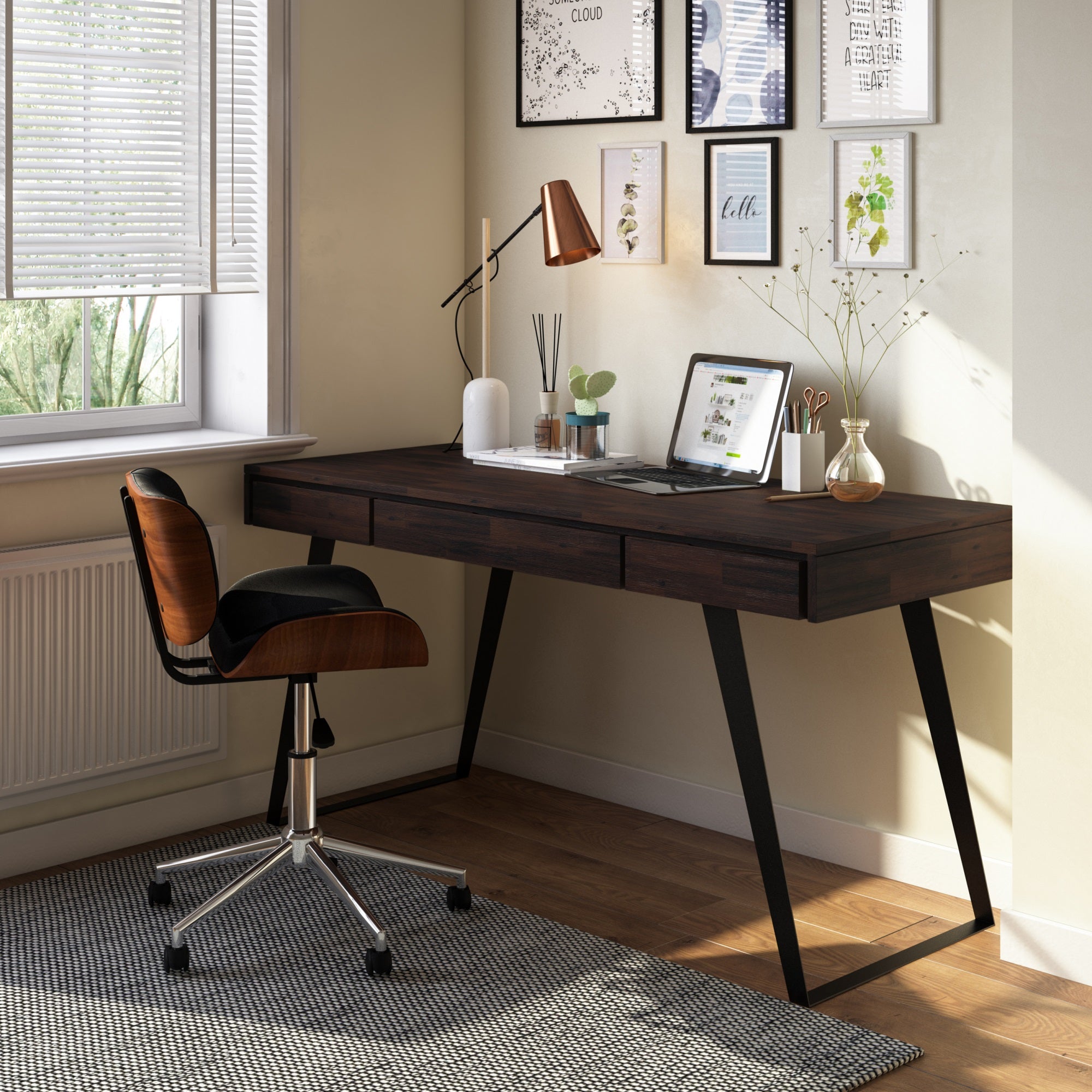 Lowry Solid Acacia Wood 54 In Wide Desk