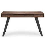Lowry Solid Acacia Wood Modern Industrial 54 Inch Wide Desk In Rustic Natural Aged Brown