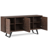 Lowry Large 4 Door Sideboard Buffet In Distressed Charcoal Brown