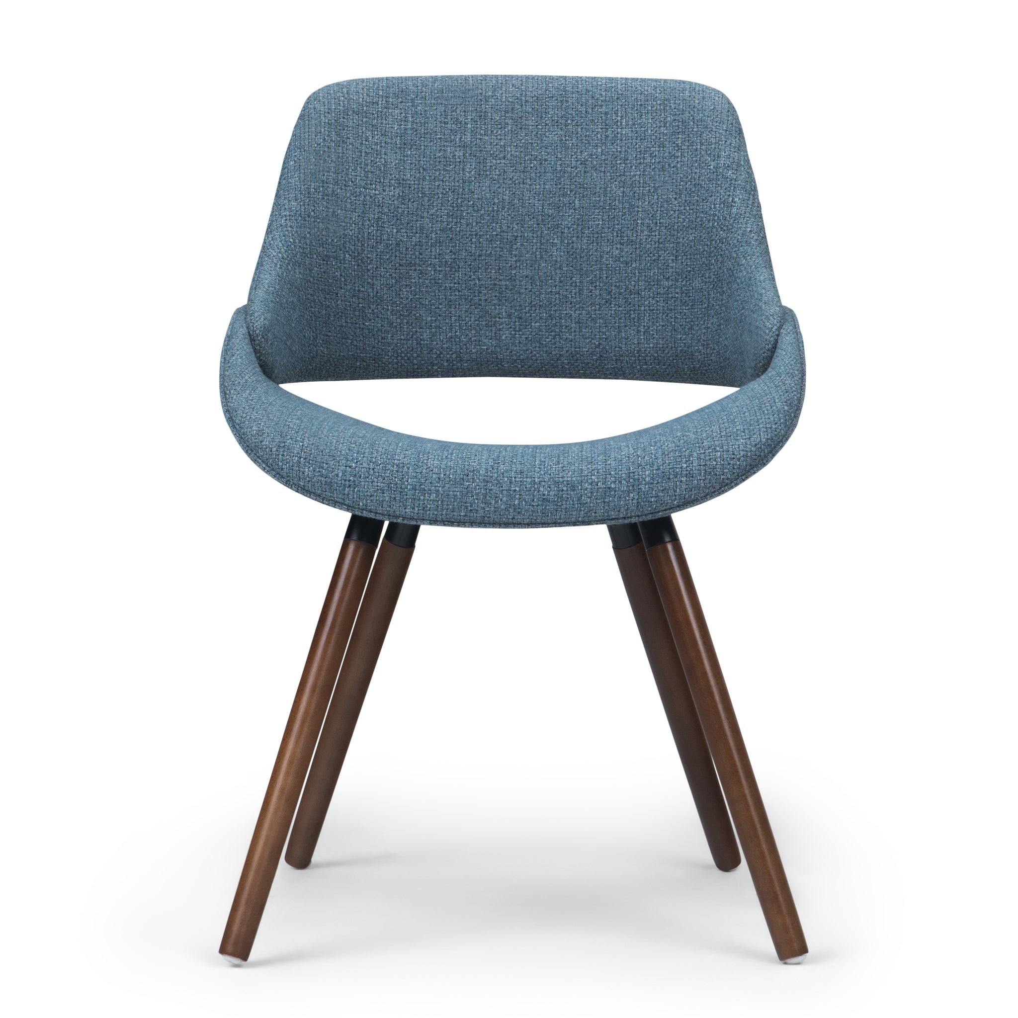 Malden Mid Century Modern Bentwood Dining Chair In Denim Blue Woven Fabric