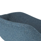 Malden Mid Century Modern Bentwood Dining Chair In Denim Blue Woven Fabric