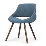 Malden Mid Century Modern Bentwood Dining Chair In Denim Blue Woven Fabric