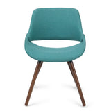 Malden Mid Century Modern Bentwood Dining Chair In Turquoise Blue Woven Fabric