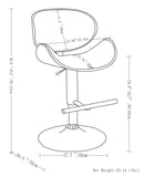 Marana Mid Century Modern Bentwood Adjustable Height Gas Lift Bar Stool In Grey Linen Look Fabric