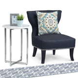 Marsden Modern 18 Inch Wide Metal Accent Side Table With Chrome Base In White, Silver