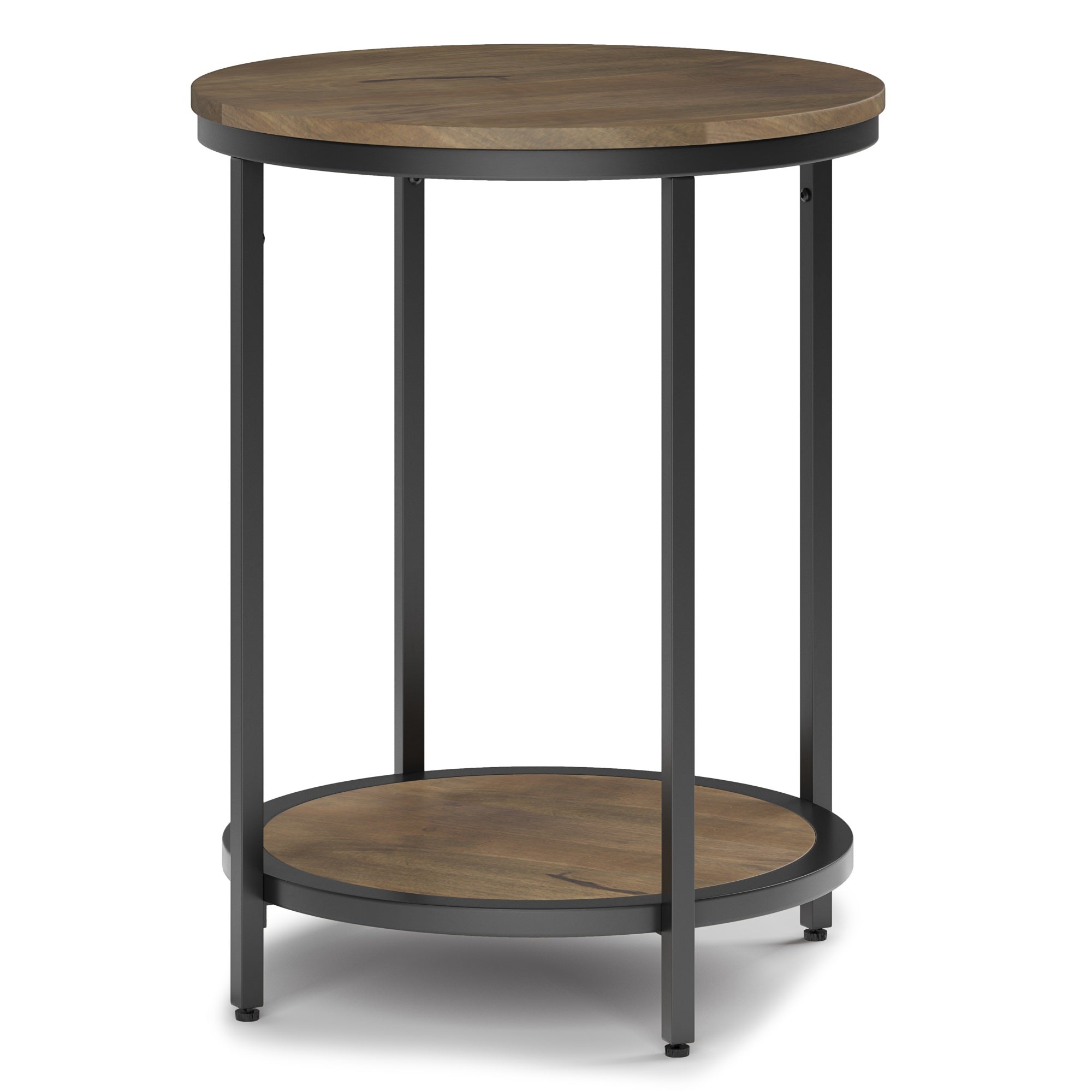 Jenna Industrial 18 Inch Wide Metal Round Accent Side Table In Warm Grey