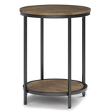 Jenna Industrial 18 Inch Wide Metal Round Accent Side Table In Warm Grey