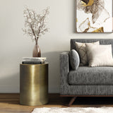 Corbin Industrial 16 Inch Wide Metal Metal Side Table In Antique Gold , Fully Assembled