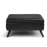 Owen 36 In Wide Square Square Coffee Table Storage Ottoman - Distressed Black