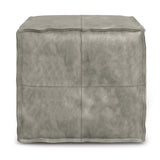 Brody Square Pouf In Distressed Grey Faux Leather