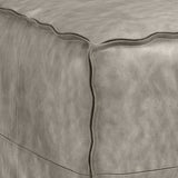 Brody Square Pouf In Distressed Grey Faux Leather