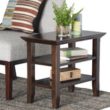 Acadian Solid Wood 14 Inch Wide Rectangle Transitional Narrow Side Table In Brunette Brown