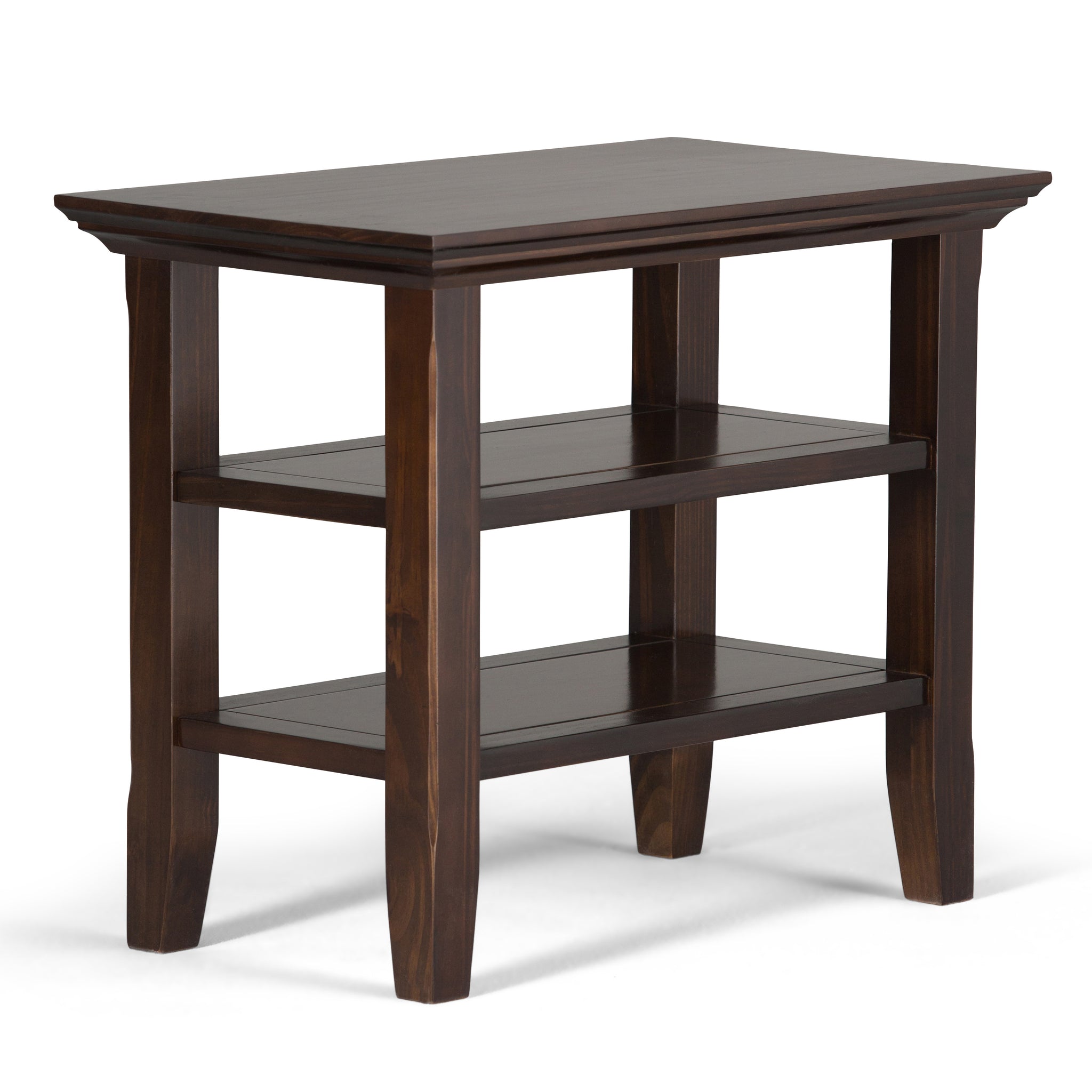 Acadian Solid Wood 14 Inch Wide Rectangle Transitional Narrow Side Table In Brunette Brown
