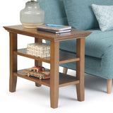 Acadian Solid Wood 14 Inch Wide Rectangle Transitional Narrow Side Table In Light Golden Brown