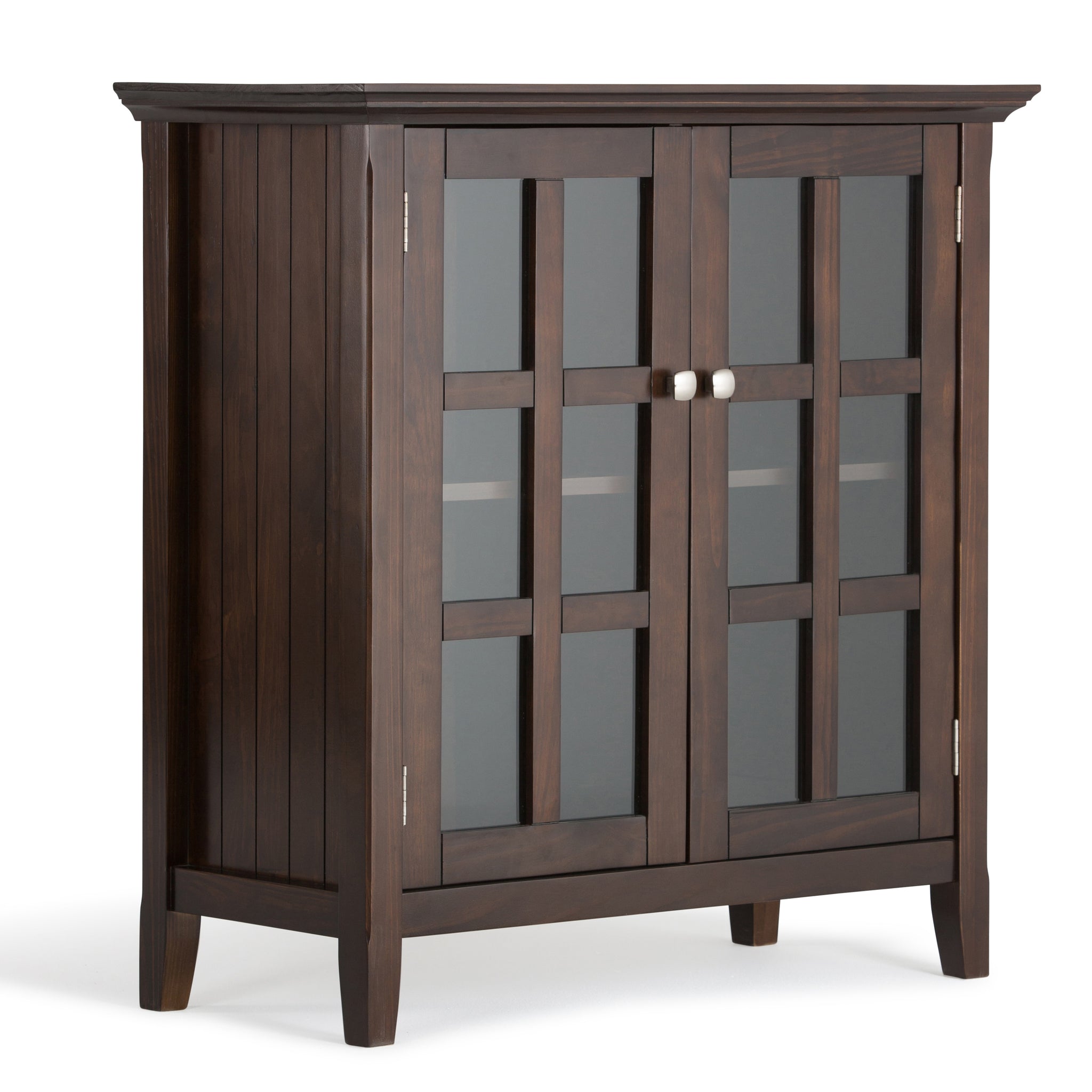 Acadian Solid Wood 35 Inch Wide Transitional Low Storage Cabinet In Brunette Brown