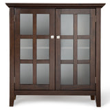 Acadian Solid Wood 35 Inch Wide Transitional Low Storage Cabinet In Brunette Brown
