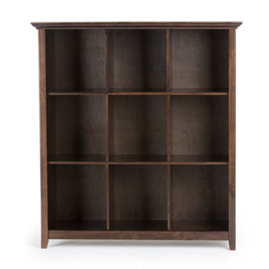 Acadian Solid Wood 48 Inch X 44 Inch Transitional 9 Cube Bookcase And Storage Unit In Brunette Brown
