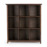 Acadian Solid Wood 48 Inch X 44 Inch Transitional 9 Cube Bookcase And Storage Unit In Brunette Brown
