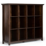 Acadian Solid Wood 48 Inch X 57 Inch Transitional 12 Cube Storage In Brunette Brown